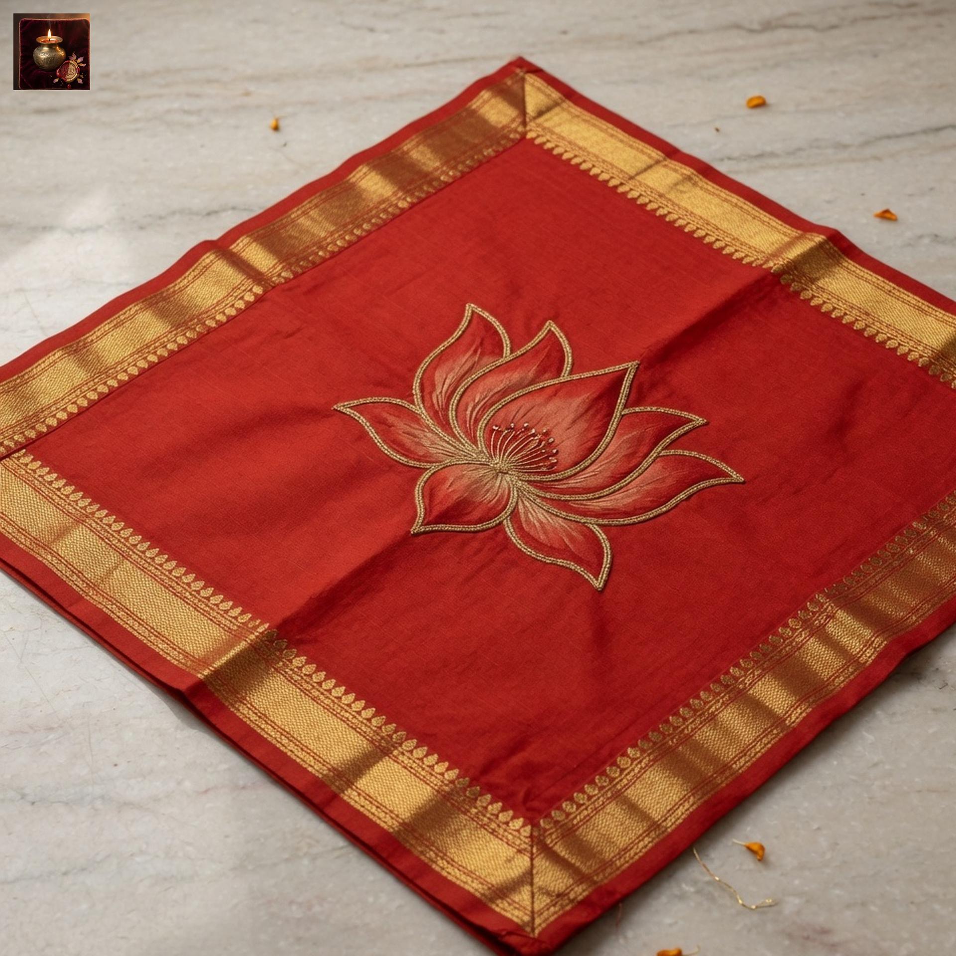 Tathaastu Vermillion Cotton Aasan