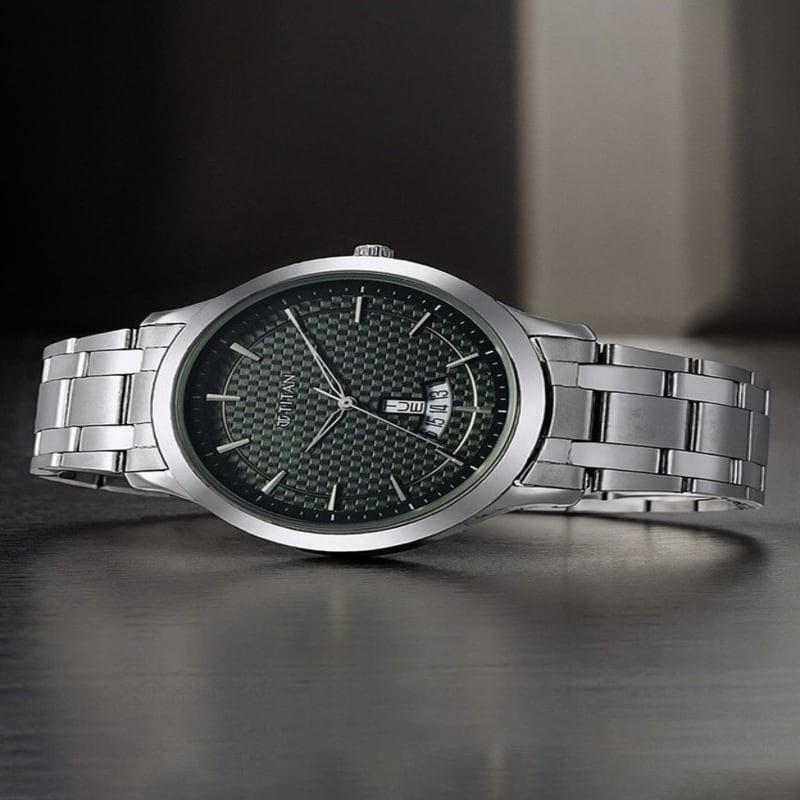 Titan Karishma Radiance 2.0 Anthracite Green Dial Watch NT1825SM11