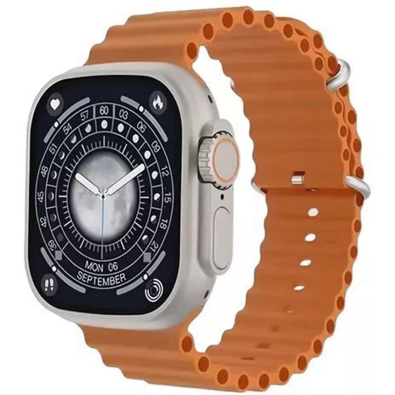 lavionline T-800 Ultra Series Square Dial Smart Watch with Bluetooth Calling (Orange Strap, Free Size)