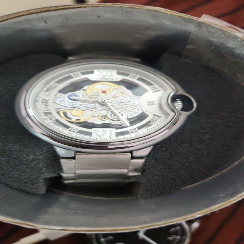 FOREST Silver Skeleton Automatic-Style Steel Watch