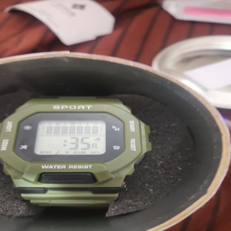 Olive Green Square Digital Sports Watch