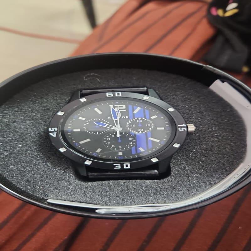 Haitor Black Blue Stripe Chronograph Analog Watch