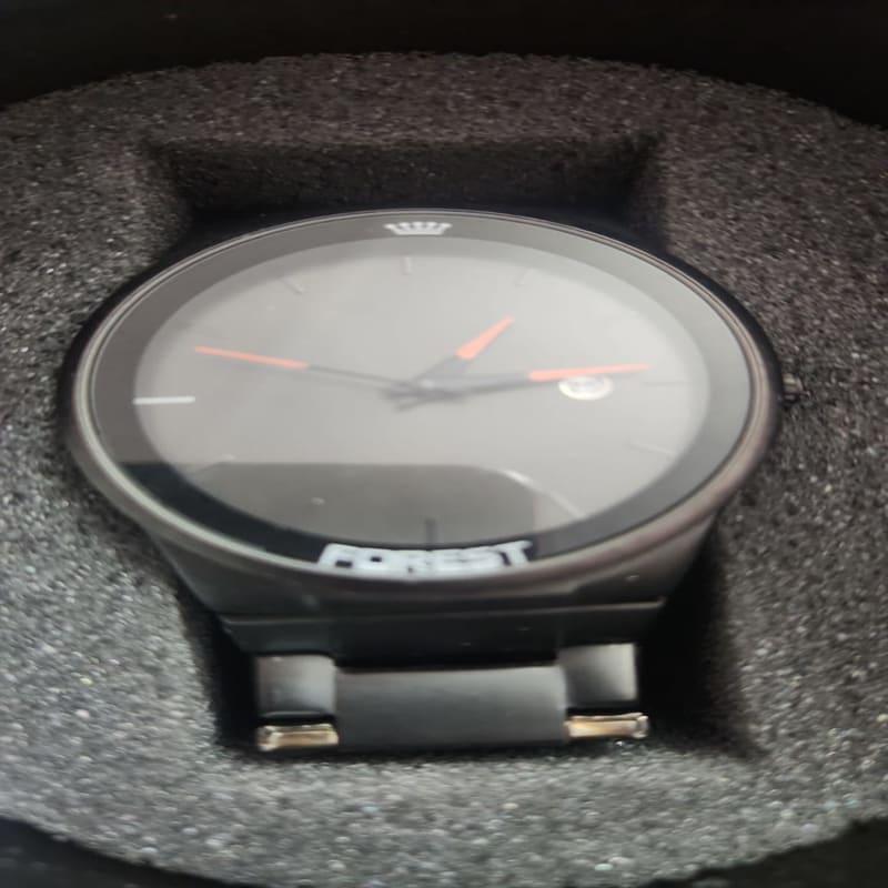 FOREST Black Analog Date Watch Orange Hands