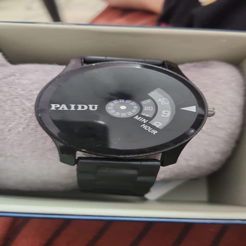 Paidu Black Disc Analog Watch