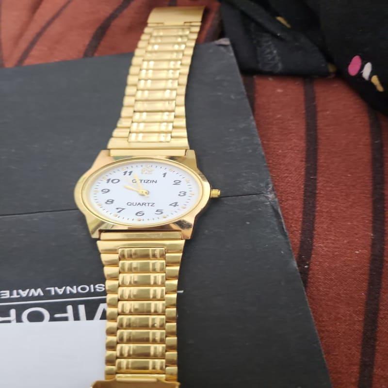 Gold Analog Ladies Watch White Numeric Dial
