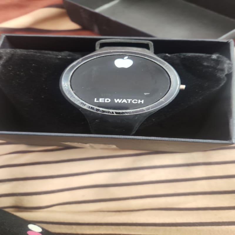 Black Round LED Digital Watch