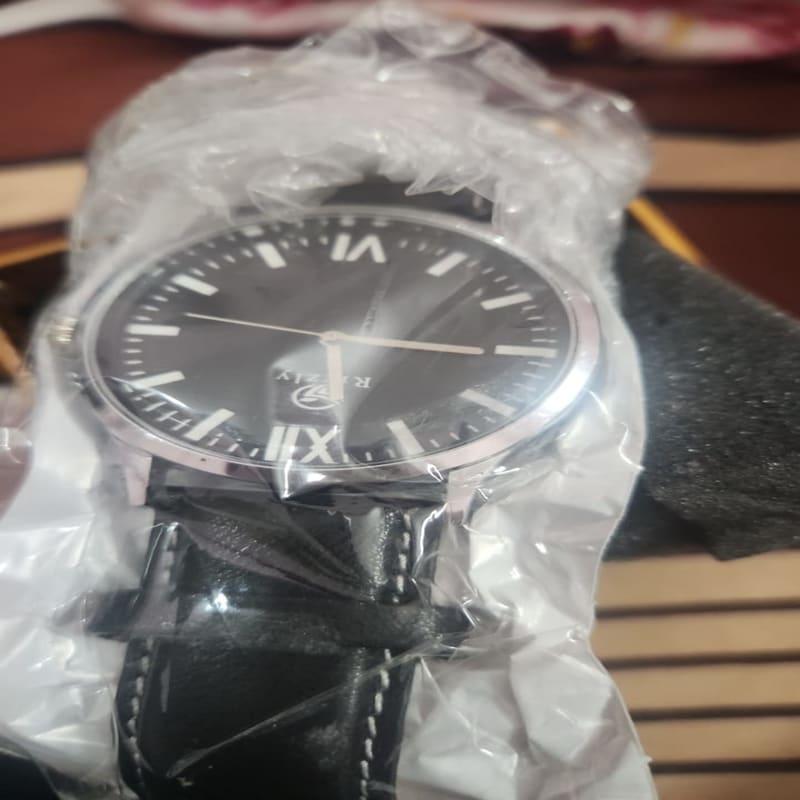 Rizzly Black Roman Dial Leather Analog Watch