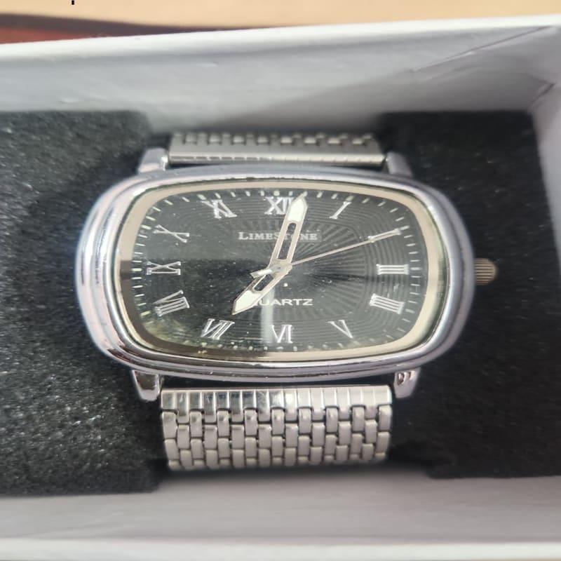 Limestone Black Square Roman Analog Steel Watch LS2917