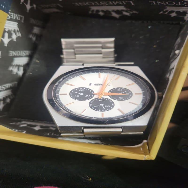 Fenix White Dial Chronograph Steel Watch