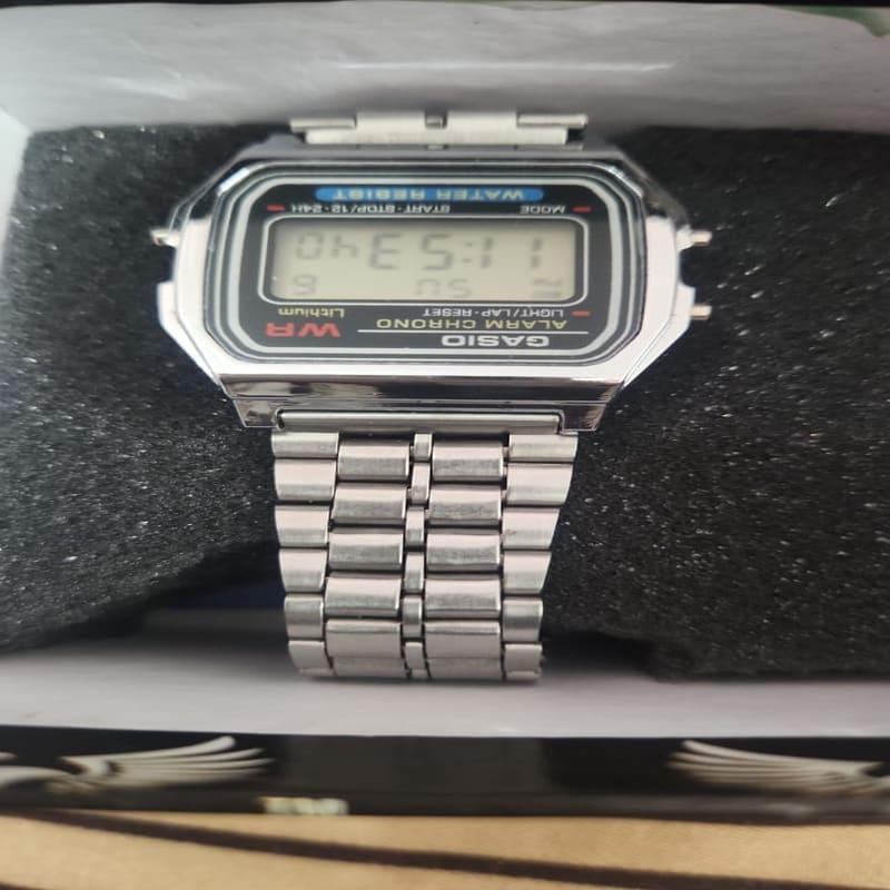 GASIO Vintage Silver Digital Steel Watch (Steel Bracelet)