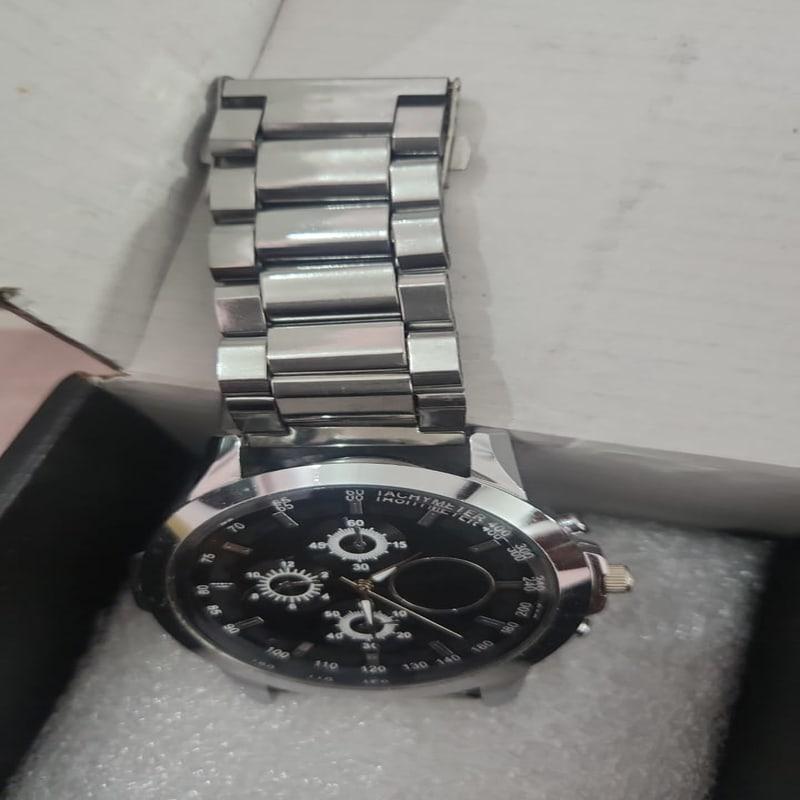 Silver Tachymeter Chronograph Analog Steel Watch