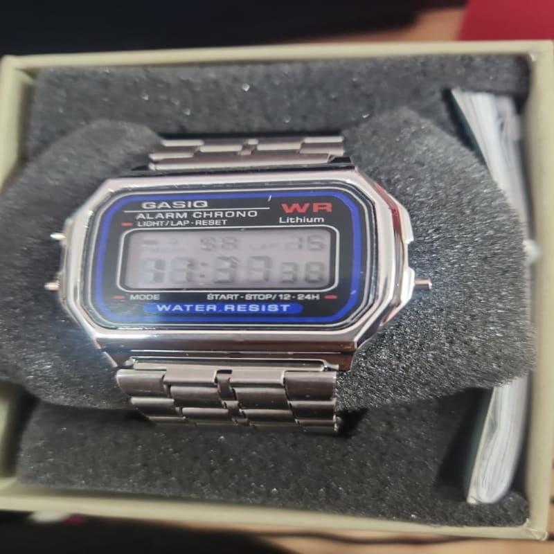 GASIO Vintage Digital Steel Watch Blue Ring