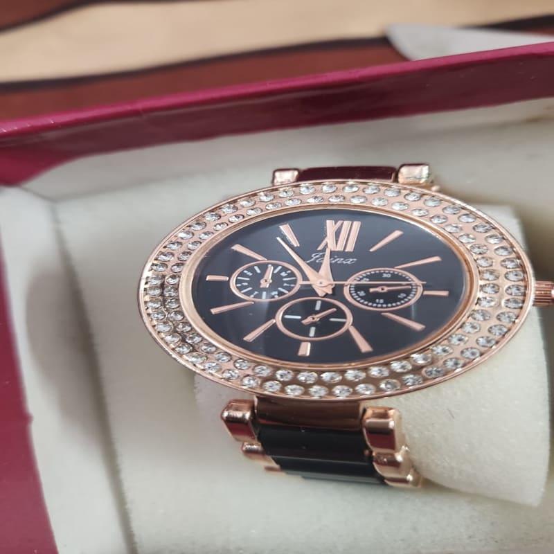 Jaina Rose Gold Crystal Bezel Watch for Women