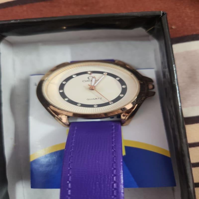 Rose Gold Analog Watch Purple Leather Strap