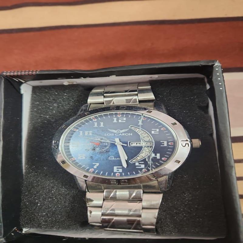 Lois Caron Blue Dial Day-Date Analog Steel Watch LCS-8326