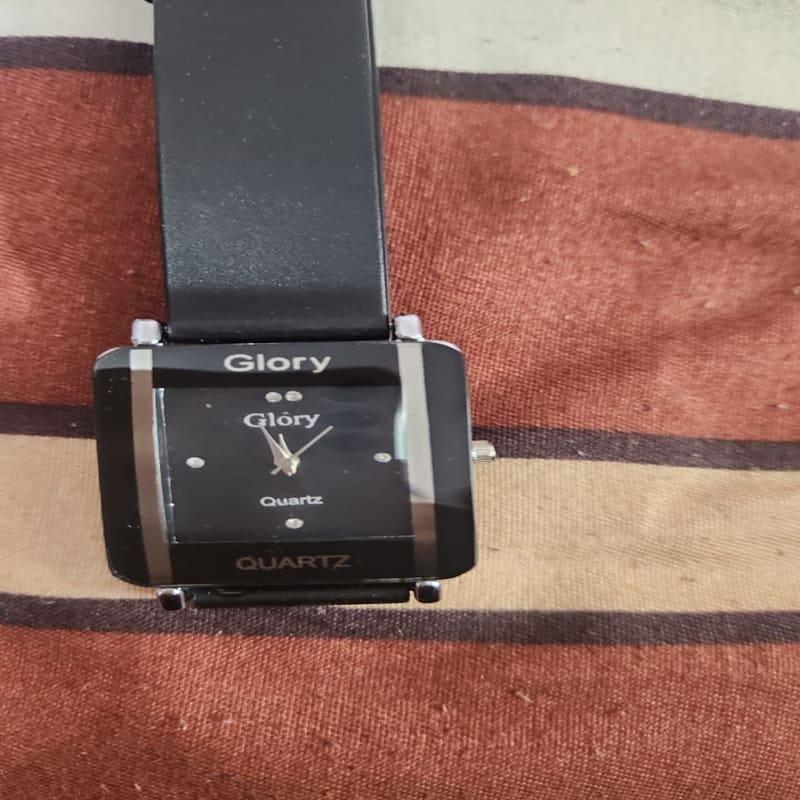 Glory Black Square Analog Leather Watch