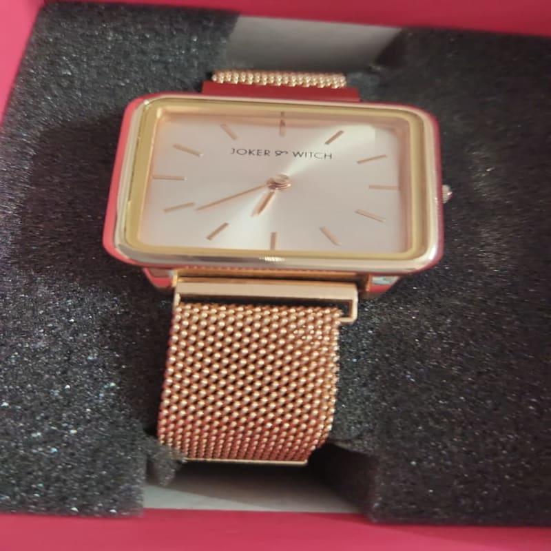 Joker & Witch Square Rose Gold Mesh Analog Watch for Women